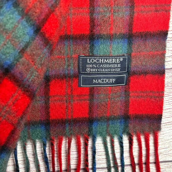 Lochmere 100% Cashmere Macduff Red Tartan Plaid Luxury Winter Cozy Scarf - Picture 2 of 8